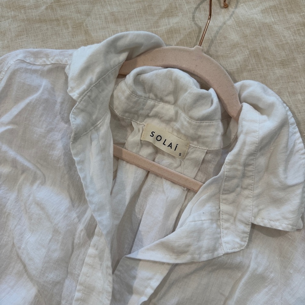 SOLAI White Linen Blouse